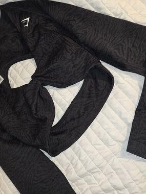 Gymshark Black Zebra Print Long Sleeve Crop Top